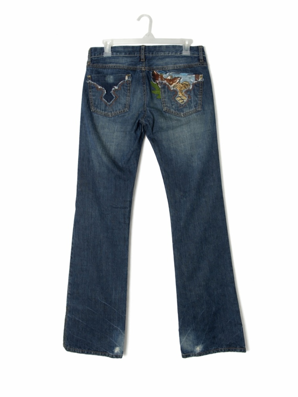 Buffalo David Bitton FAME Women Low Rise 27 Embroidered Eagle Tiger Jeans